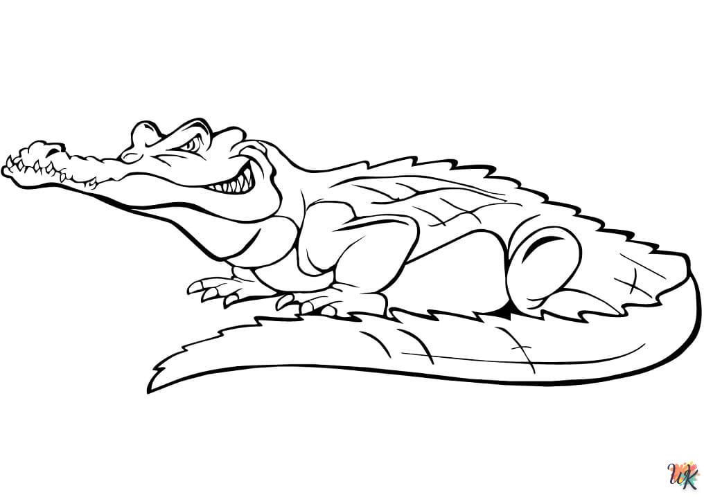 Kleurplaat krokodil12