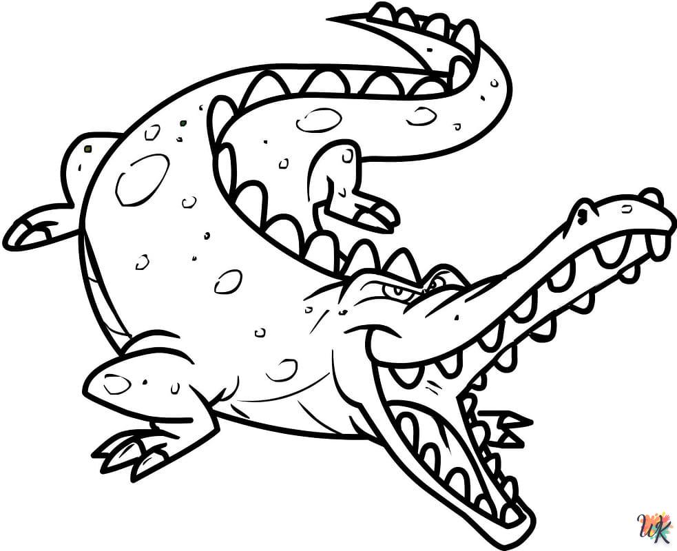 Kleurplaat krokodil17