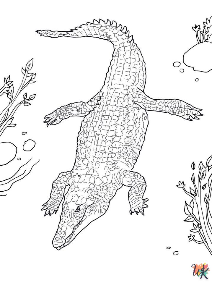 Kleurplaat krokodil36