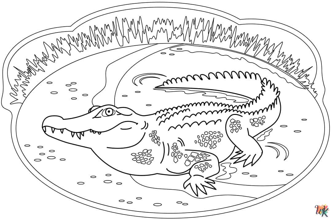 Kleurplaat krokodil8
